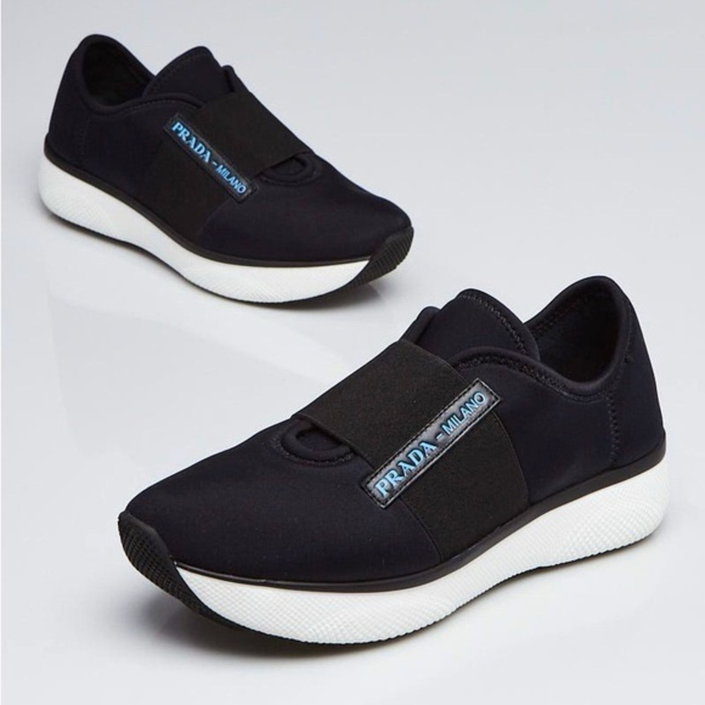 PRADA Black Neoprene sneakers 38.5 Women’s